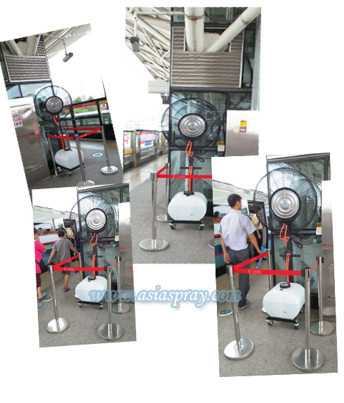 Spraying fan in Guangzhou subway